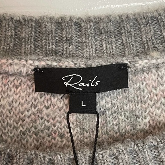 Rails Tie Dye Crewneck  Sweater Long Sleeves Gray/White Women's Size L - Picture 10 of 12